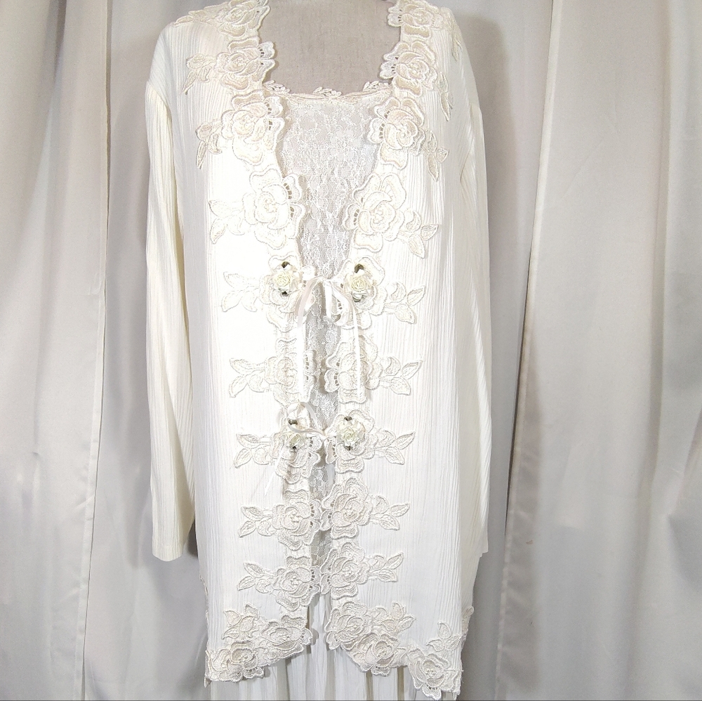 2 Pc:Fitting Image Vintage Long Sleeve Jacket+Sleeveless Maxi Dress, Ivory, 18 - Picture 5 of 16